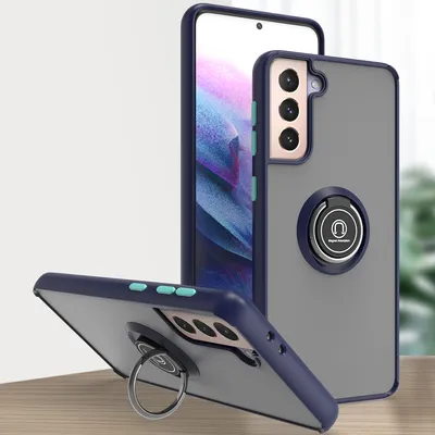 Produktbild von Samsung S21+ 5G Hülle, Ring Halter Ständer Matte Transluzent TPU Rahmen Stoßfest Schutzhülle für Samsung Galaxy S21 Plus 5G Blau