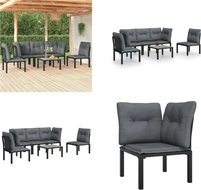Image de vidaXL 6 pcs. Garden Lounge Set Noir et Gris Poly Rattan - Garden Lounge Set - Garden Lounge Sets - Lounge Set - Garden Lounge Set
