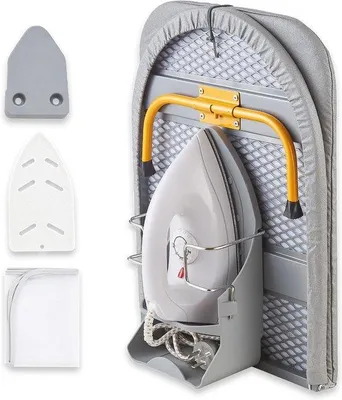 Produktbild von Klappbare Mini Bügelbrett mit Bügeleisenhalter - Grau