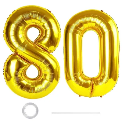 Zdjęcie produktu dla Balon foliowy XXL, złoty, dekoracja na 80. urodziny, 40 cali, dla kobiet i mężczyzn, na rocznicę