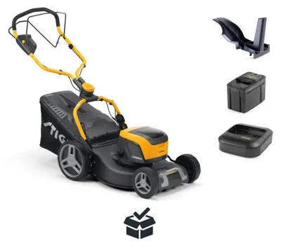 Produktbild von STIGA Akku-Rasenmäher Combi 548e S | Inklusive 48 Volt Akku & Schnellladegerät | Fangkorb & Mulchfunktion | Radantrieb | ergonomischer Fulcrum Holm