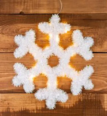 Productafbeelding van Sneeuwvlok MagicHome Kerstverlichting, 20 LED's, warm wit licht, 2x AA batterijen, timerfunctie, 43 cm