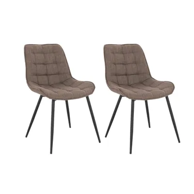 Produktbild von HOME DELUXE - Polsterstuhl IKALO 2er Set - Farbe: Grau / Braun - weiche Polsterung, bis 120 kg belastbar I Küchenstuhl Speisestühle Esszimmerstühle