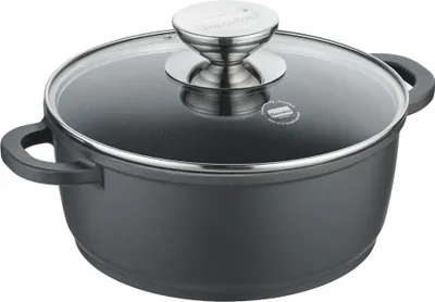 Produktbild von Kochtopf mit Glasdeckel 16, 20 oder 24 cm, Aluguss, schwarz - Vario Click (neue Version)