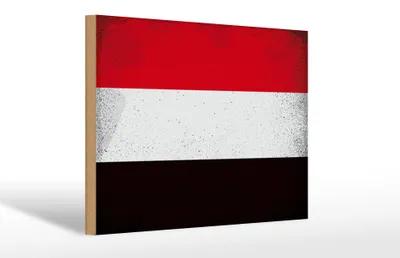 Produktbild von Holzschild Flagge Jemen 30x20cm Flag of Yemen Vintage
