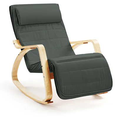 Immagine prodotto di Sedia a dondolo relax - Grigia - Poggiapiedi regolabile - Schienale reclinabile - Portata 160 kg