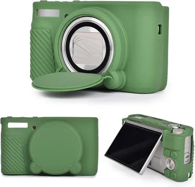 Zdjęcie produktu dla Silikonowe etui do aparatów Canon SX740/SX741, odporne na zarysowania, zielone, z zdejmowaną osłoną obiektywu