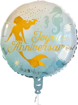 Image de Ballon en aluminium « Happy Birthday » sirène 45 cm - taille unique