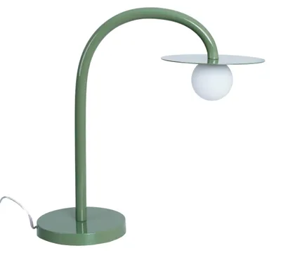 Immagine prodotto di Lampada da tavolo a LED con paralume rotondo ENIGMA verde e bianca, 2 W, luce calda, 176 lm, metallo, dimensioni: 45x39x20 cm, IP20, Maxlight
