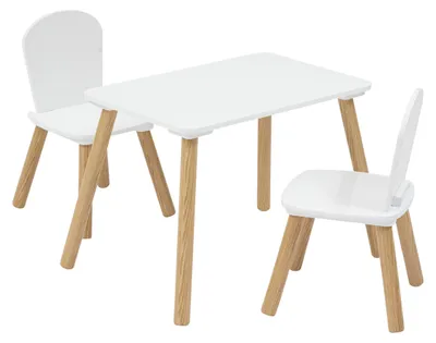 Produktbild von Set aus kindertisch und 2 kinderstühlen "alex" weiß 3-teilig  - Atmosphera créateur d'intérieur
