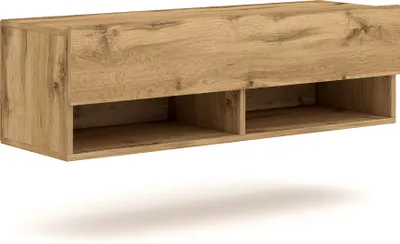 Immagine prodotto di Calicosy - Mobile TV a parete 1 anta a caduta 2 nicchie L100 cm - Effetto legno