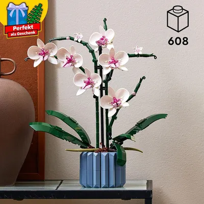 Produktbild von LEGO Orchidee Modellbausatz, Künstlich, weiß & rosa, 10311, Botanik-Kollektion, für Erwachsene, Deko & Geschenk, 39x30x24cm (HxBxT), 608 Teile, anpass