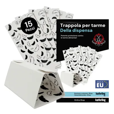 Immagine prodotto di Novokill Trappola per tarme alimentari 15 pezzi – Trappola a feromoni non tossica contro le tarme alimentari (3x 5 pezzi)