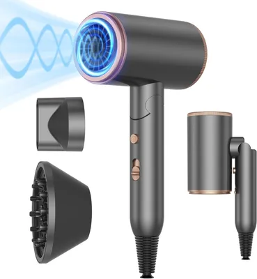 Produktbild von Reisefön Ionen Haartrockner 2400W Föhn klappbar klein faltbar mit Diffusor & Konzentrator,3 Temperaturstufen, schneller Luftstrom für Reisen & Styling