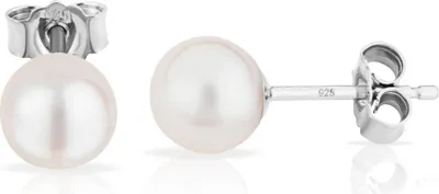 Produktbild von Paar 5,3mm echte Süßwasserperle Ohrstecker 925 Silber Bouton Perlen Ohrringe