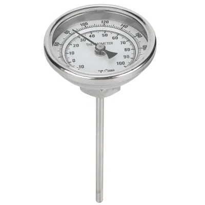 Image de filetage 1/2 NPT Thermomètre à cadran en acier inoxydable Thermomètre de chaudière Homebrew 0-220 ℉ / -10-100 ℃