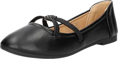 Produktbild von Ballerinas Schwarz aus glattem Kunstleder mit Blockabsatz Modell 25006-1-BK