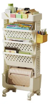 Immagine prodotto di Libreria mobile su ruote, colore beige, 85 cm