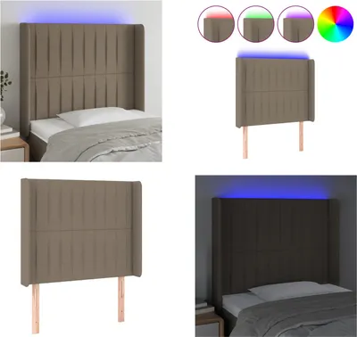 Produktbild von vidaXL LED Kopfteil Taupe 93x16x118/128 cm Stoff - LED Kopfteil - LED Kopfteile - Kopfteil - Bett-Kopfteil