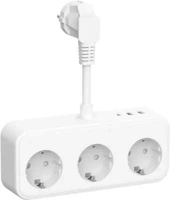 Produktbild von Steckdosenleiste mit USB-C - 6-in-1 - Mehrfachsteckdose mit 3 Steckdosen und 3 USB-Anschlüssen - 0,1 m