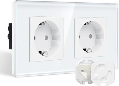 Obrázek produktu pro Dvojitá zásuvka Schuko s dětskou pojistkou, rozměry 157x86 mm, pro domácí použití