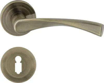 Produktbild von DOMINO Türgriff Drückergarnitur BB-Buntbart Set | Rund BB Rosette | Türklinke für Zimmertür, Bürotür, Kellertür & Innentür | Türbeschläge aus Aluminium | Bronze Türdrückergarnitur | ROMANA-R M3