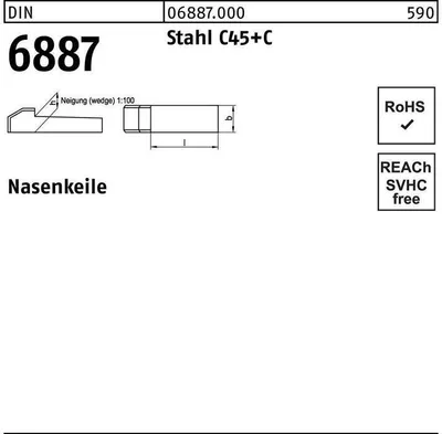 Produktbild von Reyher Nasenkeile DIN 6887 C45K 14 x 9 x 63 068870000140063 (10 Stück)