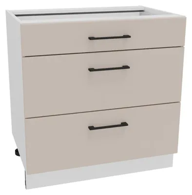 Produktbild von Küchenunterschrank 3 Schubladen 80 cm - Beige matt - ohne Arbeitsplatte - Soft-Close-System