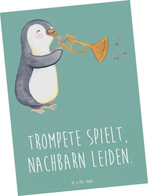Produktbild von Mr. & Mrs. Panda Postkarte Trompete Freude - Meeresbrise - Geschenk, Ansichtskarte, Musikerleben, Postkarten, bildkarte, Musikübung, Nachbarschaft, Ansichtskarten, Musik