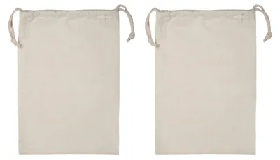 Image de 2 sacs de rangement en coton uni pour la maison, avec cordon de serrage, idéaux pour le linge, les affaires de voyage ou un usage domestique