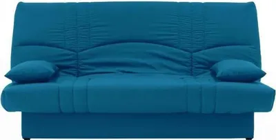 Image de Canapé Convertible Clic Clac, 3 Places, Tissu Bleu Canard, L 190 x P 92 cm, Style Contemporain, Avec 2 Coussins