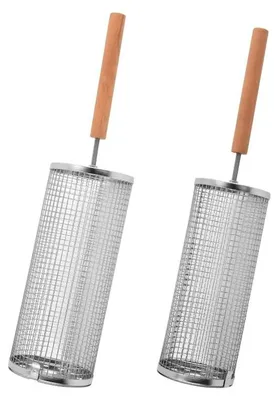 Imagen del producto de Solidchoice - Pinzas para barbacoa de acero inoxidable con mango de madera - Juego de 2