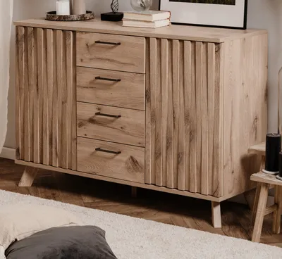 Produktbild von Kommode "Douro" in Schweden Eiche mit Relief Wohn- und Esszimmer Sideboard 127 x 85 cm