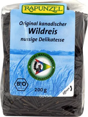 Produktbild von Rapunzel Wildreis natur 500 g, Reiskorn, 500 g, Kanada, 381 kcal, 1613 kJ, 1,08 g