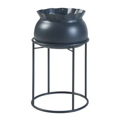 Image de Support pour plantes « Assen » avec pot en métal 38 x 23,5 cm, noir