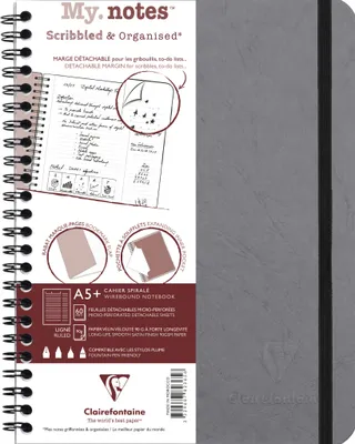 Produktbild von Clairefontaine 5x My.Notes Age Bag Spiralheft A5+, 60 Blatt Grau 782365C