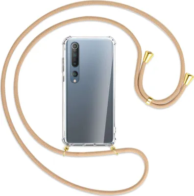 Produktbild von Handykette Backcover-Schutzhülle mit Band (Metall goldfarben) für Xiaomi Mi 10 (Pro) - beige