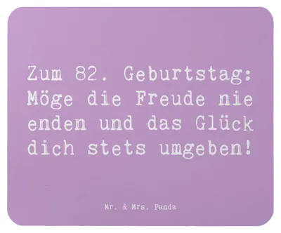 Produktbild von Mr. & Mrs. Panda Mauspad Spruch 82. Geburtstag Freude - Lavendeltraum - Geschenk, herzlicher Geburtstagsspruch, Happy Birthday, Geburtstagsgeschenk, Mousepad, Feier, pc