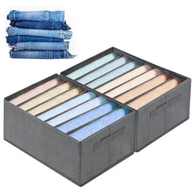 Produktbild von Aufbewahrungsbox 2-Tlg Kleiderschrank Organizer Aufbewahrungsbox Schrank Organizer, 7 Fächer, für Jeans Hosen T-Shirts Unterwaesche