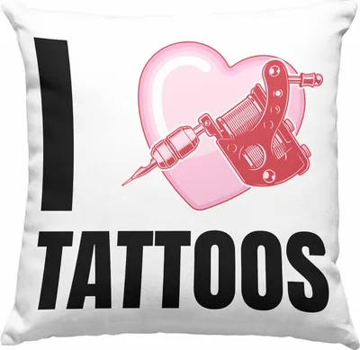 Produktbild von Trendation - I Love Tattoos Deko-Kissen mit Füllung 40x40 Geschenk Tattoowiererin Tattoowierer Geschenkidee Spruch Männer Frauen (Grün)