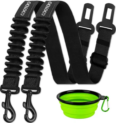 Imagen del producto de Juego de 3 correas de sujeción para mascotas, ajustables, elásticas, de nylon, para garantizar la seguridad en el vehículo