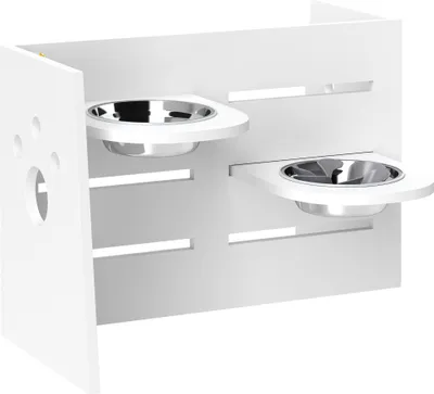 Produktbild von Hundefutternapf-Gestell, verstellbare Futternäpfe mit separatem Design, 2 Edelstahlschüsseln, Anti-Schling-Matte, Weiß