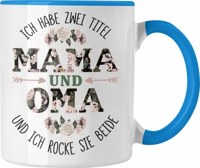 Produktbild von Trendation - Mama und Oma Tasse Geschenk für Oma Weihnachten Geburtstag Lustige Tasse Beste Oma (Blau)
