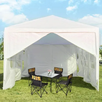 Image de Pavillon de jardin 3x9m tente de fête tente de jardin tente de protection UV blanc