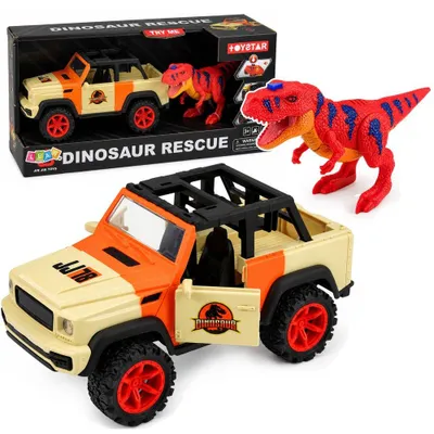 Produktbild von Geländewagen mit T-Rex-Dinosaurierlichtern, Geräuschen und zu öffnenden Türen