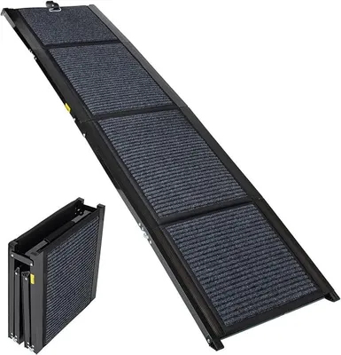 Imagen del producto de Rampa plegable para perros, de 180 cm de longitud, portátil, ideal para perros grandes, con superficie antideslizante. Adecuada para SUVs, coches y camiones, con capacidad de carga de hasta 110 kg