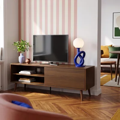 Immagine prodotto di Mobile TV rettangolare con 1 anta L160 cm marrone - Oviala Jena