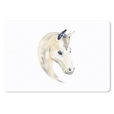 Produktbild von MuchoWow® Schreibtischunterlage Pferd - Aquarell - Weiß - Mädchen - Kinder - Mädchen 60x40 cm - XXL Mauspad - Großes Mauspad