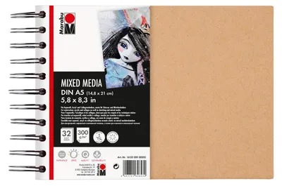 Zdjęcie produktu dla Marabu Spiralbuch "Mixed Media" DIN A5 300 g/qm 32 Blatt
