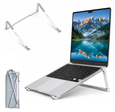 Zdjęcie produktu dla Składana podkładka pod laptopa z aluminium, zapewniająca ergonomiczną pozycję pracy